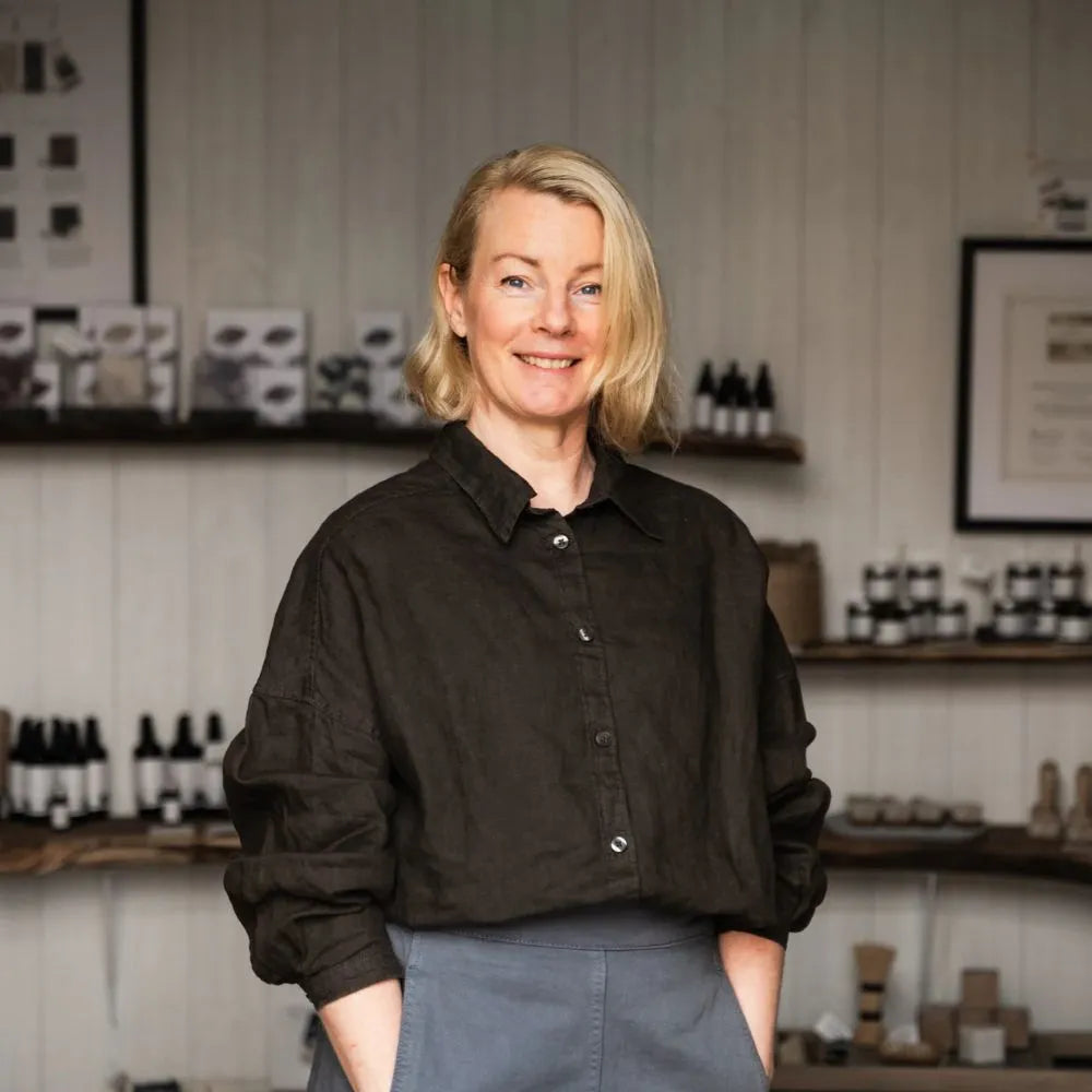 Hall & Hatje i samarbete med Kaliflower Organics. Bild på grundaren Mia Esbjörnsson